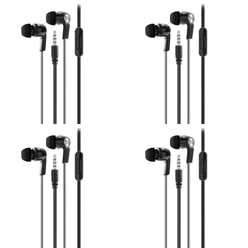 4PK Laser 3.5mm AUX Wired In-Ear Earphones w/ Mic 1.2m - Black