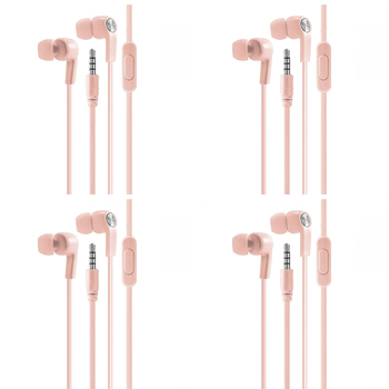 4PK Laser 3.5mm AUX Wired In-Ear Earphones w/ Mic 1.2m - Rose