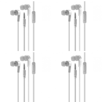 4PK Laser 3.5mm AUX Wired In-Ear Earphones w/ Mic 1.2m - White