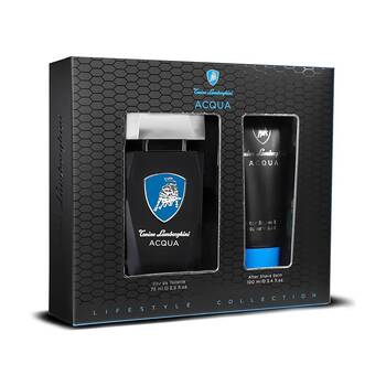 2pc Lamborghini Acqua Men Fragrance 75ml EDT 100ml After Shave Balm Gift Set