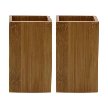 2PK NF Living Square Tumbler 7x11cm Bamboo For Bathrooms - Natural