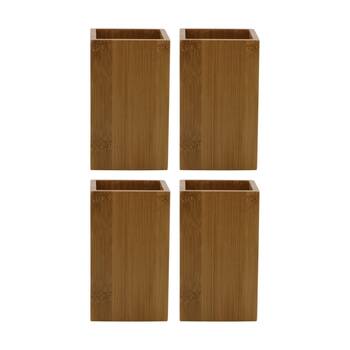 4PK NF Living Square Tumbler 7x11cm Bamboo For Bathrooms - Natural