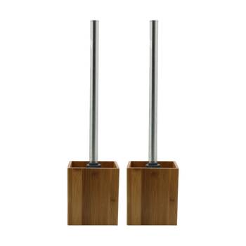 2PK NF Living Toilet Brush Holder 9x34cm Bamboo Square For Bathrooms - Natural