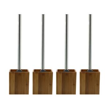 4PK NF Living Toilet Brush Holder 9x34cm Bamboo Square For Bathrooms - Natural