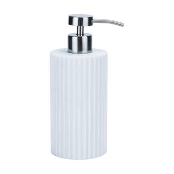 NF Living Round Dispenser 7x18cm Polyresin Sandstone For Bathrooms - White