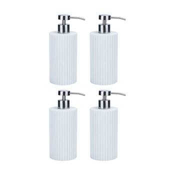 4PK NF Living Round Dispenser 7x18cm Polyresin Sandstone For Bathrooms - White