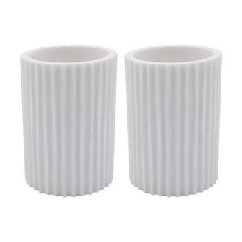 2PK NF Living Round Tumbler 7x11cm Polyresin For Bathrooms - White