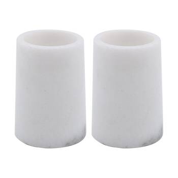 2PK NF Living Round Tumbler 7x10cm Marble For Bathrooms - White