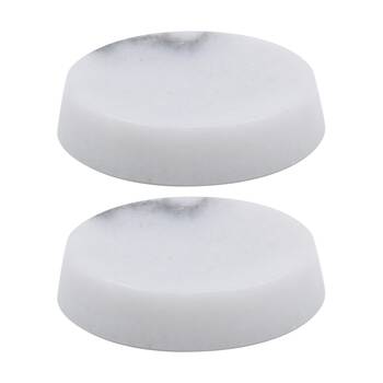 2PK NF Living Round Soap Dish 12x3cm Marble For Bathrooms - White