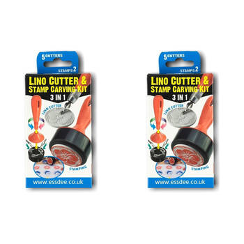 2PK Essdee 3-In-1 Lino Versatile Cutter/Stamp Carving Creative Art Kit 4 x 45mm