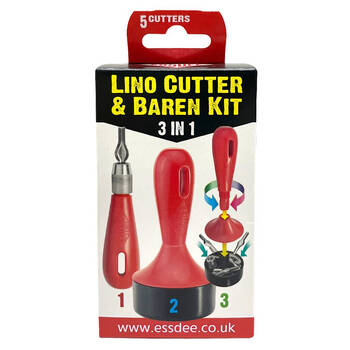 Essdee 3-In-1 Lino Cutter & Baren Kit for Printing Block Making Red