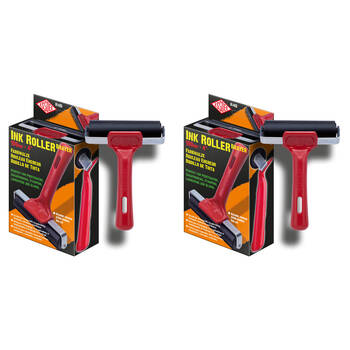 2PK Essdee Boxed Lino Sturdy Hard Rubber Printmaking Ink Roller 100mm Red