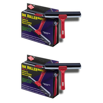 2PK Essdee Boxed Lino Sturdy Hard Rubber Printmaking Ink Roller 200mm Red