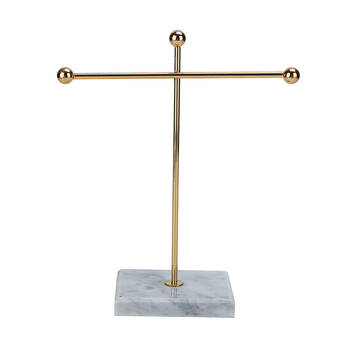 NF Living Jewellery Holder 10x23 Elegant Design Marble Metal Organizer Gold