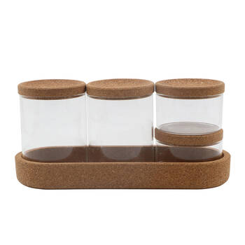 4pc NF Living Glass Spice Jars Minimalist Set 26x12cm Solid Clear