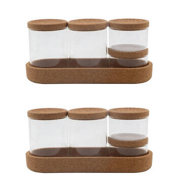2x 4pc NF Living Glass Spice Jars Minimalist Set 26x12cm Solid Clear