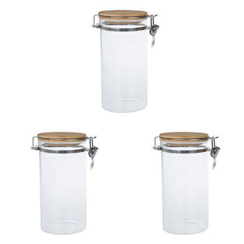 3PK NF Living Glass Cannister Airtight Seal 10x20cm Solid Clear
