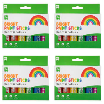 4x 6pc Educational Colours Mess-Free Kids Paint Sticks Set Bright