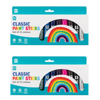 2x 12pc Educational Colours Mess-Free Kids Paint Sticks Set Classic