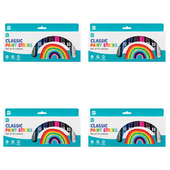 4x 12pc Educational Colours Mess-Free Kids Paint Sticks Set Classic