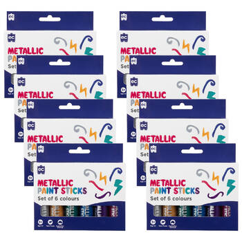 8x 6pc Educational Colours Mess-Free Kids Paint Sticks Set Metallic