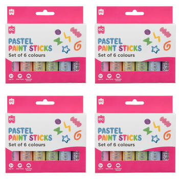 4x 6pc Educational Colours Mess-Free Kids Paint Sticks Set Pastel