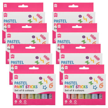 8x 6pc Educational Colours Mess-Free Kids Paint Sticks Set Pastel