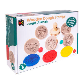 Educational Colours Wooden Dough Patterned Stamps - Jungle Brown