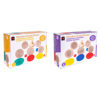 2pc Educational Colours Wooden Dough Stamps Indigenous Nature/Ani Track