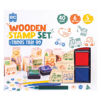 Learning Can Be Fun Wooden Patterned Stamp Set Things That Go! Brown