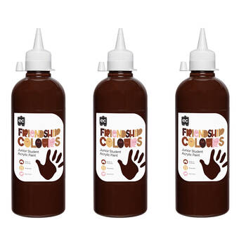 3PK Educational Colours Friendship Skin Tone Colour Acrylic Paint 500ml Espresso