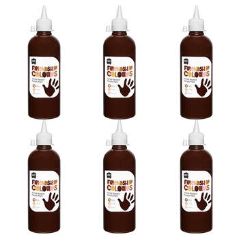 6PK Educational Colours Friendship Skin Tone Colour Acrylic Paint 500ml Espresso