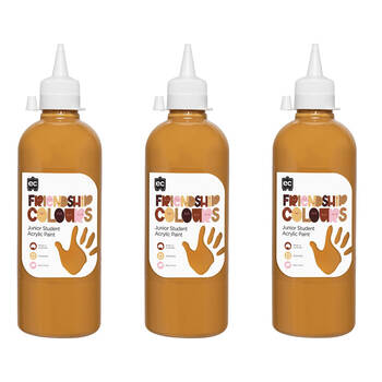 3PK Educational Colours Friendship Skin Tone Colour Acrylic Paint 500ml Honey