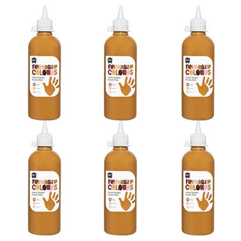 6PK Educational Colours Friendship Skin Tone Colour Acrylic Paint 500ml Honey