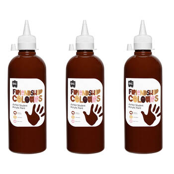 3PK Educational Colours Friendship Skin Tone Colour Acrylic Paint 500ml Mahogany