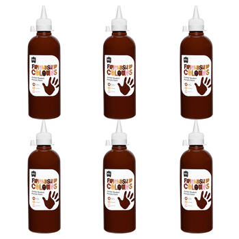 6PK Educational Colours Friendship Skin Tone Colour Acrylic Paint 500ml Mahogany