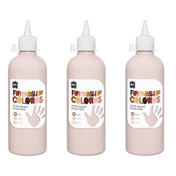 3PK Educational Colours Friendship Skin Tone Colour Acrylic Paint 500ml Peach