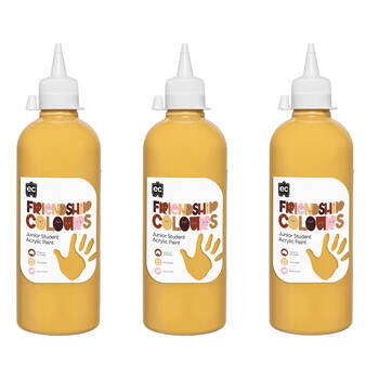 3PK Educational Colours Friendship Skin Tone Colour Acrylic Paint 500ml Sand