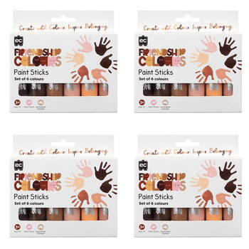 4x 6pc Educational Colours Friendship Colour Paint Sticks Skin Tone