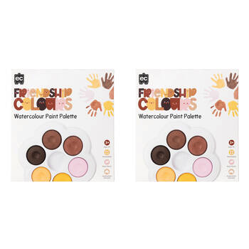2x 6pc Educational Colours Friendship Colour Watercolour Paint Pallete Skin Tone
