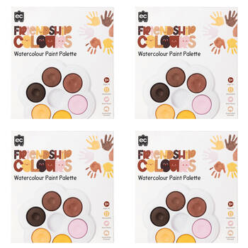 4x 6pc Educational Colours Friendship Colour Watercolour Paint Pallete Skin Tone