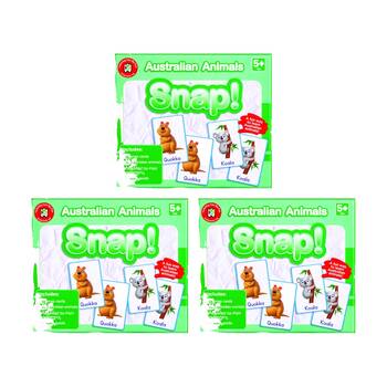 3PK Learning Can Be Fun Australian Animals Snap! 80 Cards Learn Native Kids 5y+