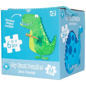 6PK Learning Can Be Fun My First Puzzles Set Dino Friends w/Carry Box 3y+