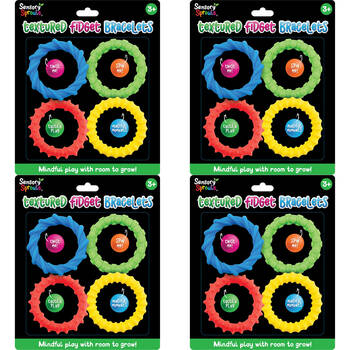 4PK Sensory Sprouts Textured Fidget Bracelets Set Kids Toy Multicoloured