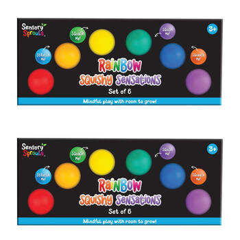 2x 6pc Sensory Sprouts Rainbow Squishy Sensations Set Kids Toy Multicoloured