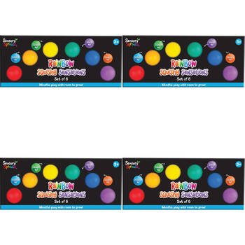 4x 6pc Sensory Sprouts Rainbow Squishy Sensations Set Kids Toy Multicoloured