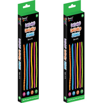 2x 6pc Sensory Sprouts Textured Twistable Strings Set Kids Toy Multicoloured