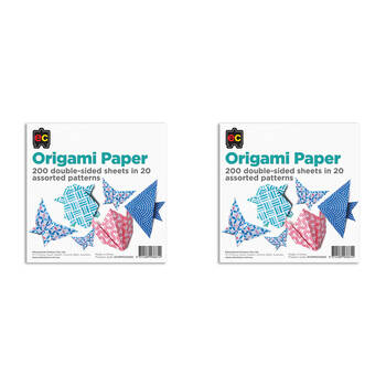 2x 200pc Educational Colours Double Sided Pattern Origami Paper Pack Multi