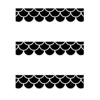 3x 12pc Learning Can Be Fun Black Scallops Border Pack 90cm x 7.5cm