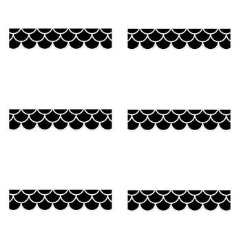 6x 12pc Learning Can Be Fun Black Scallops Border Pack 90cm x 7.5cm